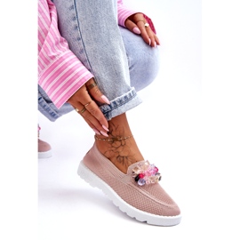 Women's Slip-On Sneakers With Decoration, Pink 3
