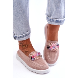 Women's Slip-On Sneakers With Decoration, Pink 1