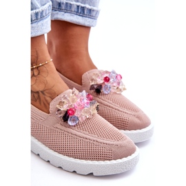 Women's Slip-On Sneakers With Decoration, Pink 2