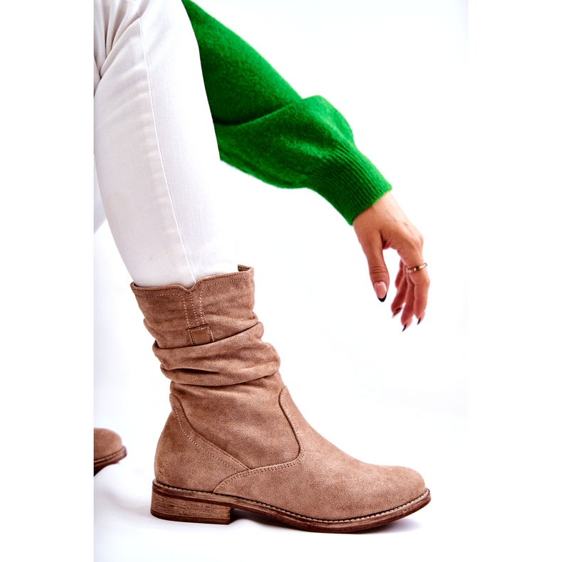 S.Barski Women's Crinkled Suede Boots Beige Joanne 4 S.Barski Women's Crinkled Suede Boots Beige Joanne 4