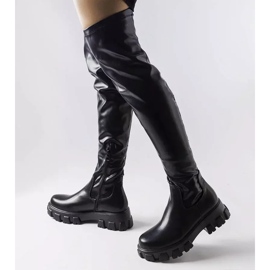 Black over-the-knee boots in eco-leather from Matthijs 2