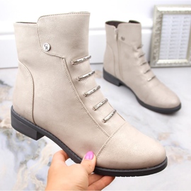Women's shiny, insulated ankle boots Jezzi ASA62-16 beige 1
