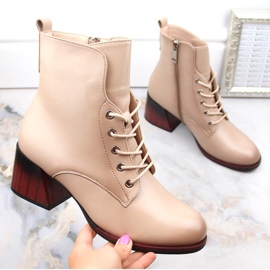 Beige insulated women's high-heeled boots Vinceza 58127 1