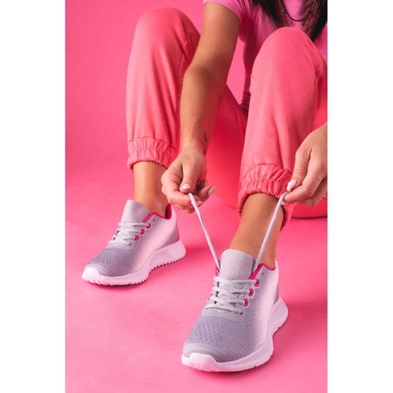 White and gray laced Shelovet women's sports sneakers grey 2 White and gray laced Shelovet women's sports sneakers grey 2