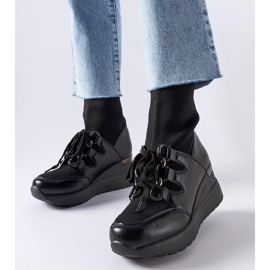 Rochon black wedge sock boots 1