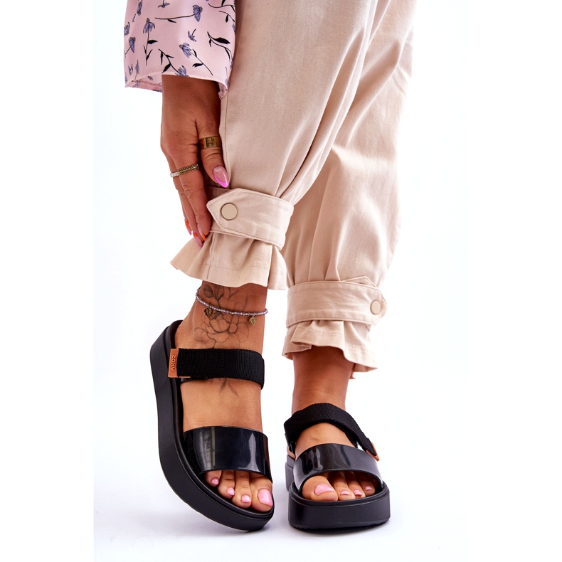 ZAXY Vegan Velcro Sandals HH285282 Black 1