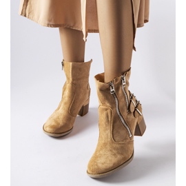 Beige ankle boots with a loose upper from Plourde 1