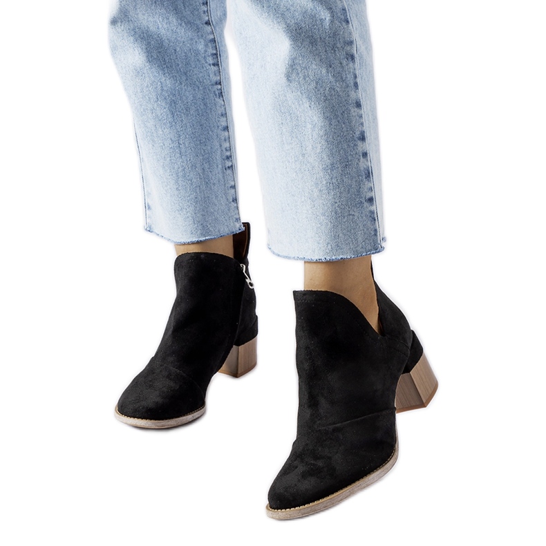 Black Busson ankle boots with an irregular upper 1