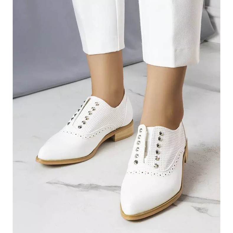 BM White openwork shoes with studs from Erin 1
