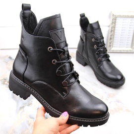 Women's insulated lace-up and zipper boots, black Vinceza 58136 1