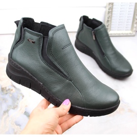 Leather comfortable women's wedge boots, insulated green Helios 552.566 1 Leather comfortable women's wedge boots, insulated green Helios 552.566 1