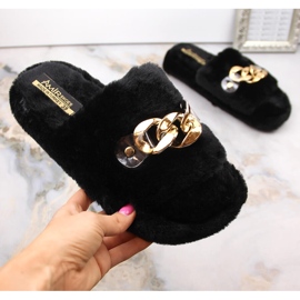 Women's plush home slippers with a chain, black T.Sokolski KAP-158 1