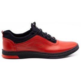 Polbut Red men's leather casual shoes K24 with black underside 3