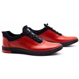 Polbut Red men's leather casual shoes K24 with black underside 5