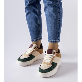 Beige and green sneakers on the Celso platform 1
