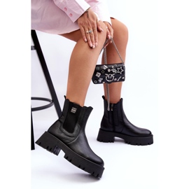 Lemar Leather Chelsea boots on a massive platform, Black Lisencca 1