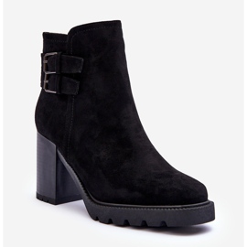 Suede High Heel Boots Black Makeline 1