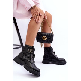 Women's Worker Boots With Decoration, Black Toye 2