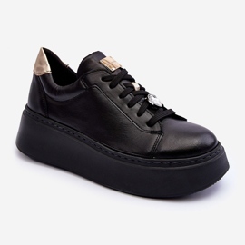 Leather Sports Shoes on the Platform Maciejka 06191-01 Black 2
