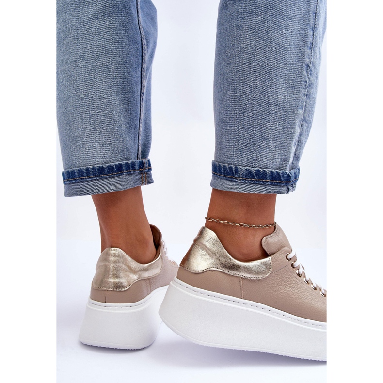 Lemar Women's Leather Sports Shoes on the Beige Platform Milonia 2