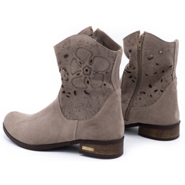 Olivier Comfortable dark beige openwork boots 3