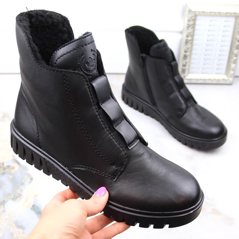 Leather comfortable women's insulated black boots Rieker Y3458-00 1 Leather comfortable women's insulated black boots Rieker Y3458-00 1