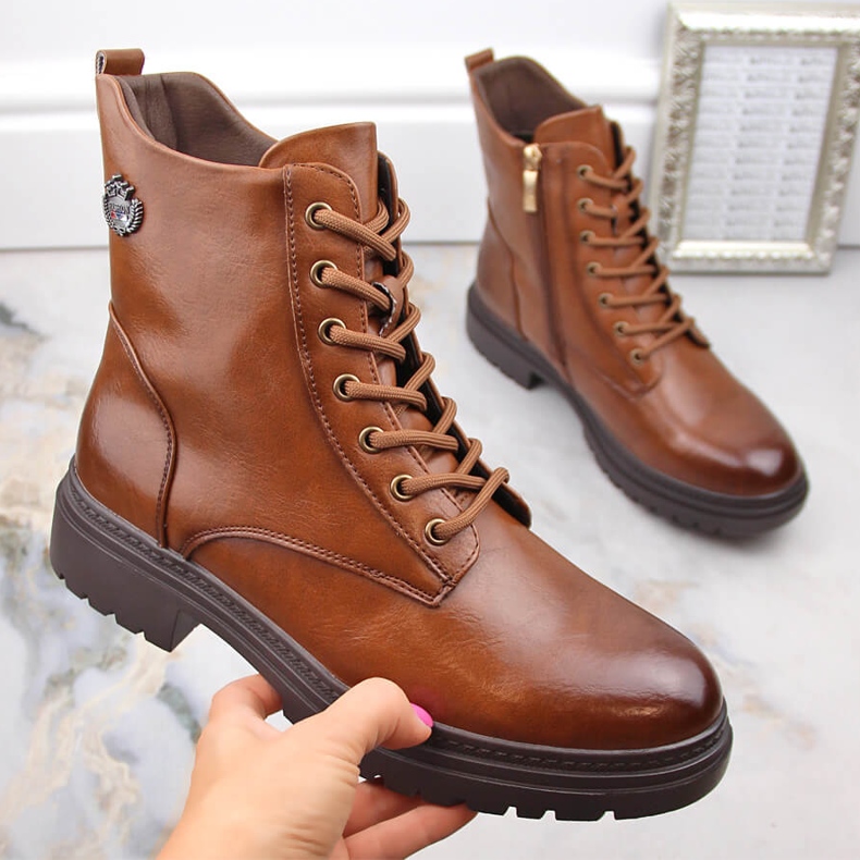 Women's brown lace-up and zipper boots Potocki SZ12203 1 Women's brown lace-up and zipper boots Potocki SZ12203 1