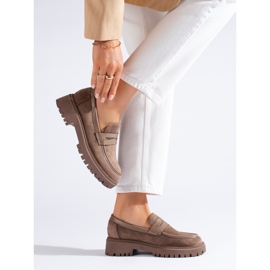 Women's beige suede loafers from Shelovet 2