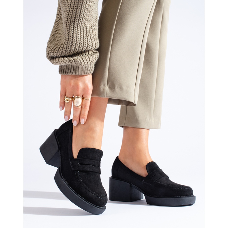 Shelovet women's black suede shoes 2
