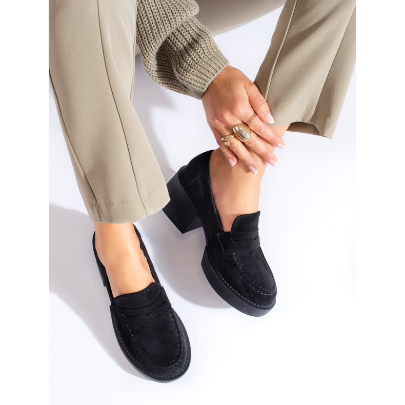 Shelovet women's black suede shoes 1