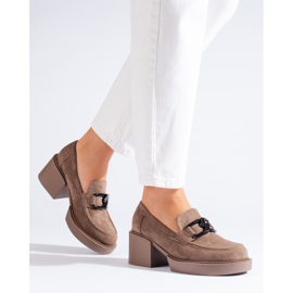 Shelovet beige suede women's high-heeled shoes 1