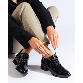 Vinceza black patent lace-up shoes with a high heel 1