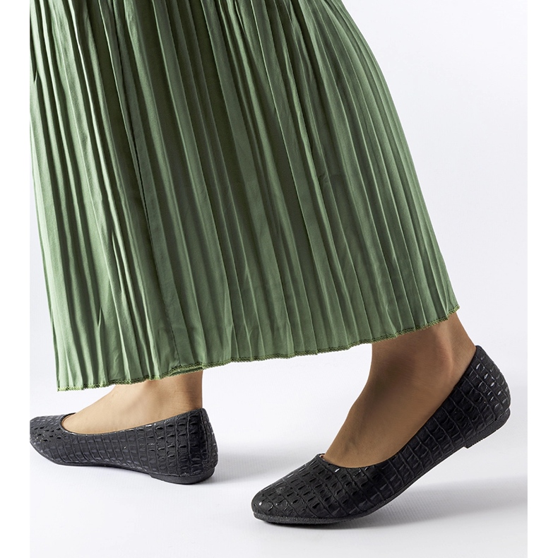 Black ballet flats with Natalino embossing 1