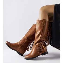 Giorgia brown covered wedge boots 1