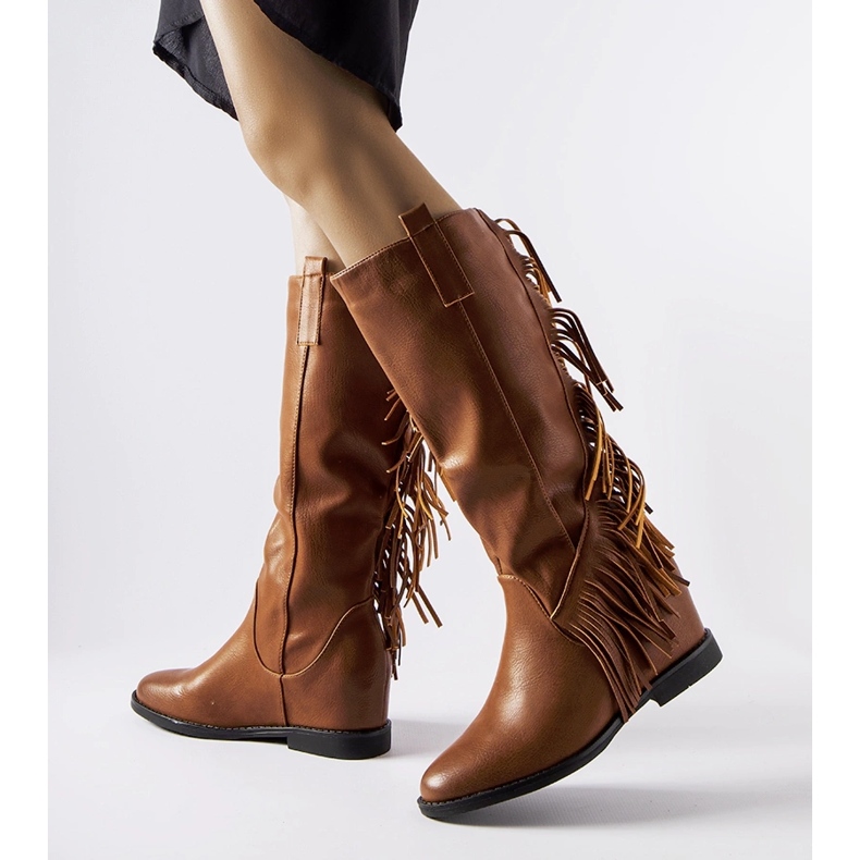 Giorgia brown covered wedge boots 2