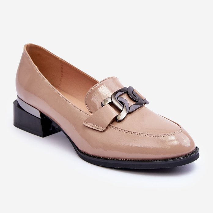Vinceza Patent leather shoes, Beige Sakina high-heeled moccasins 1 Vinceza Patent leather shoes, Beige Sakina high-heeled moccasins 1