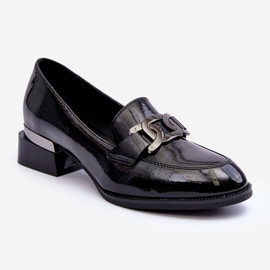 Vinceza Patent Leather Shoes, Moccasins On High Heels, Black Sakina 1