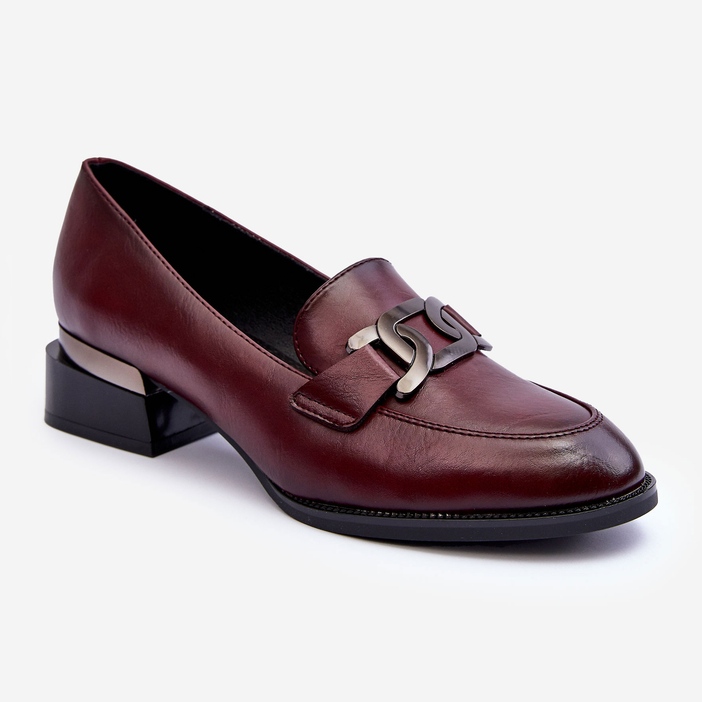Vinceza Leather Brogues Loafers On Heels Burgundy Sakina red 1