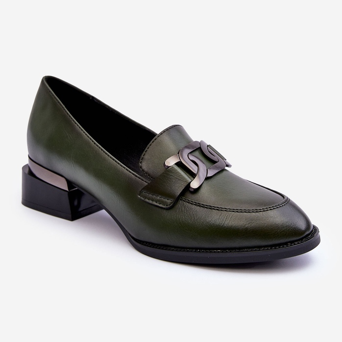 Vinceza Leather Shoes Moccasins On High Heels, Dark Green Sakina 1 Vinceza Leather Shoes Moccasins On High Heels, Dark Green Sakina 1