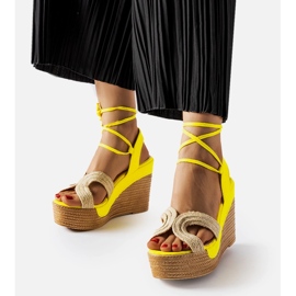 Yellow espadrilles with Berta wedges beige 1