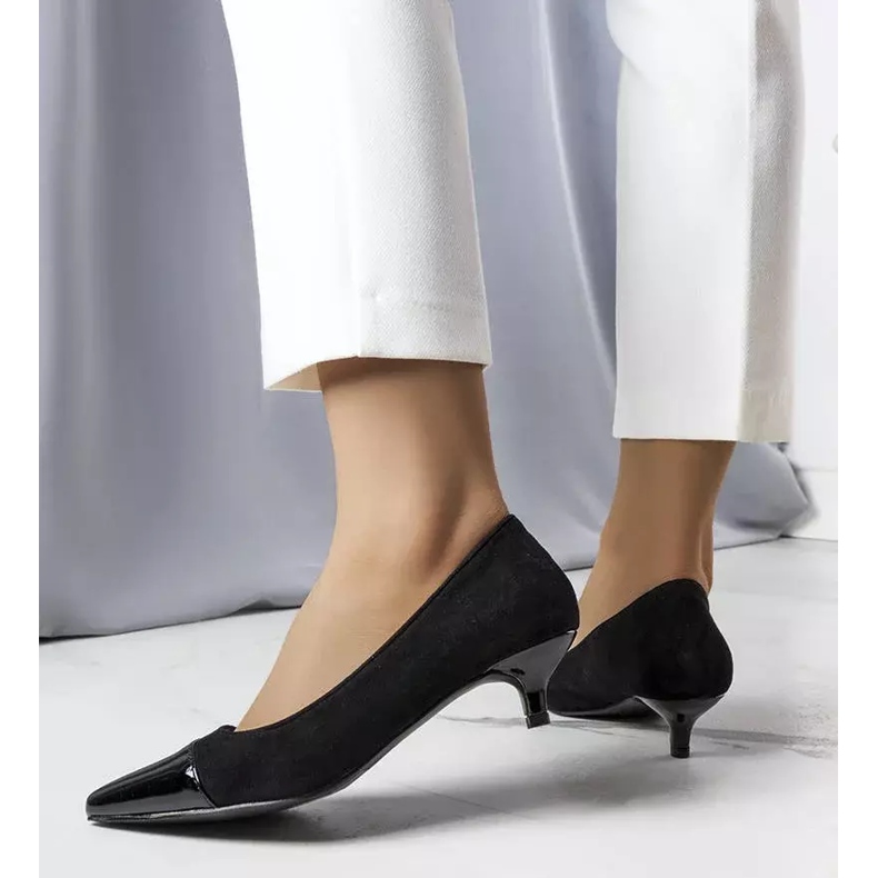 BM Duck patent toe black pumps 1