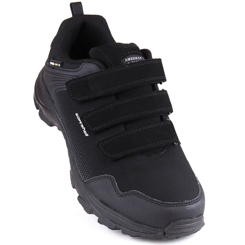 Men's softshell trekking sports shoes with Velcro, black American Club 1