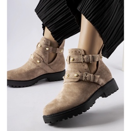 Beige decorative ankle boots with cutouts from Provolo 1 Beige decorative ankle boots with cutouts from Provolo 1