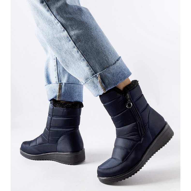 Navy blue snow boots with a low Mount wedge 1 Navy blue snow boots with a low Mount wedge 1