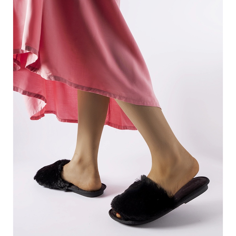 Inblu Giacomo black slippers with fur 2