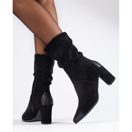 Suede elegant black high-heeled ankle boots by Vinceza 2
