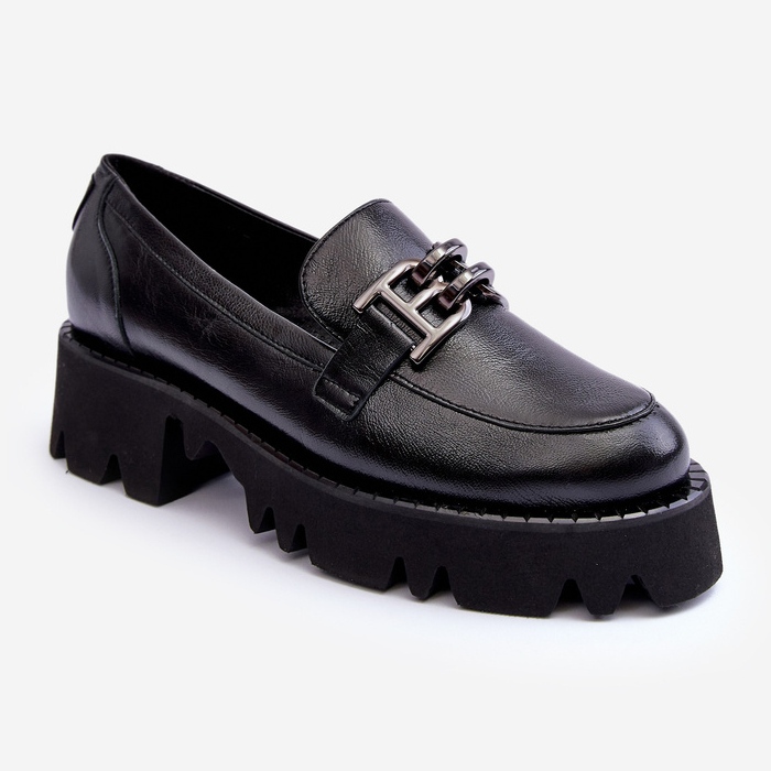 Laura Messi Women's Leather Loafers With Decoration Black Lyndani 1 Laura Messi Women's Leather Loafers With Decoration Black Lyndani 1