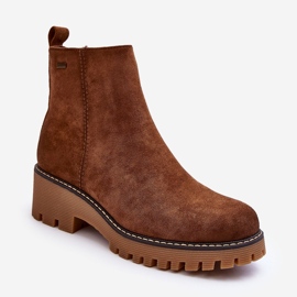Suede Flat Heel Boots, Insulated, Brown Neafgi 2