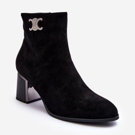 Suede Ankle Boots With Decoration, Black Dwinja 1