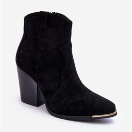 Suede Cowboy Boots with High Heels, Black Lotoune 1